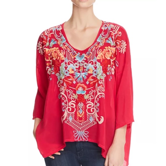 Johnny Was Pink Embroidered Blouse Size Medium - Picture 1 of 8